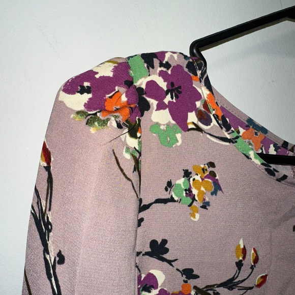 Women's Darling Floral Print Dress Size Small Zipper Back Mauve Tunic - Picture 2 of 8